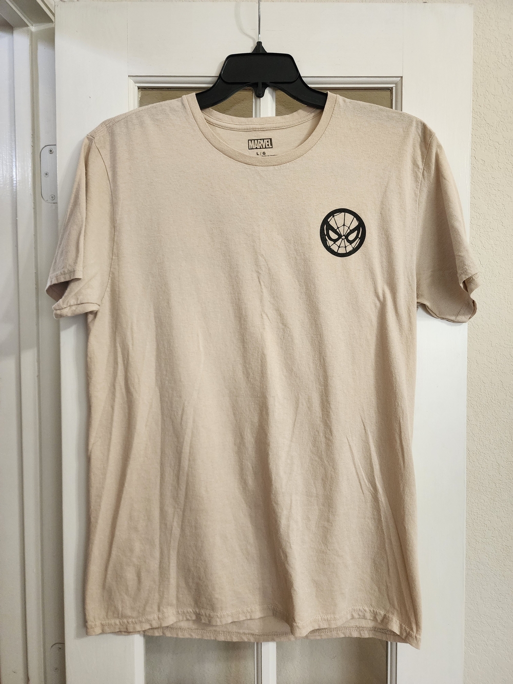 Marvel Spider-Man Retro Style Comic Graphic Tee Beige Tan Shirt Large